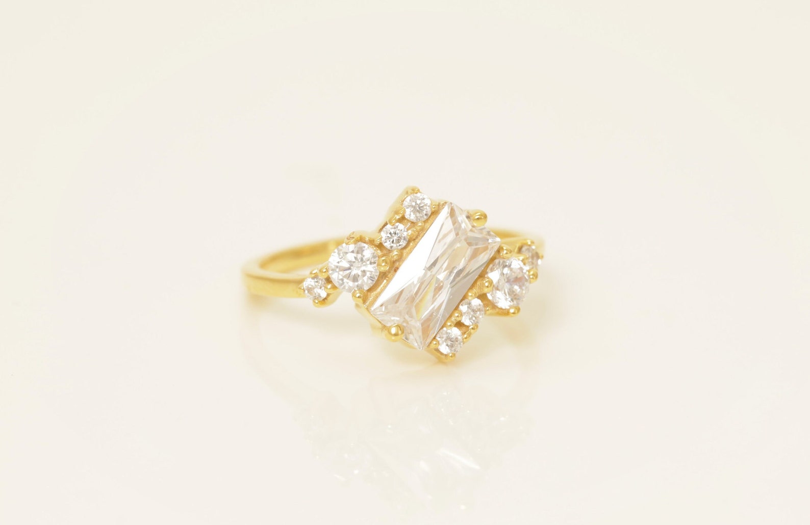 Diamond Cluster Engagement Ring, Alternative Wedding Band, Unique Cluster Nature Ring, Anniversary Gift